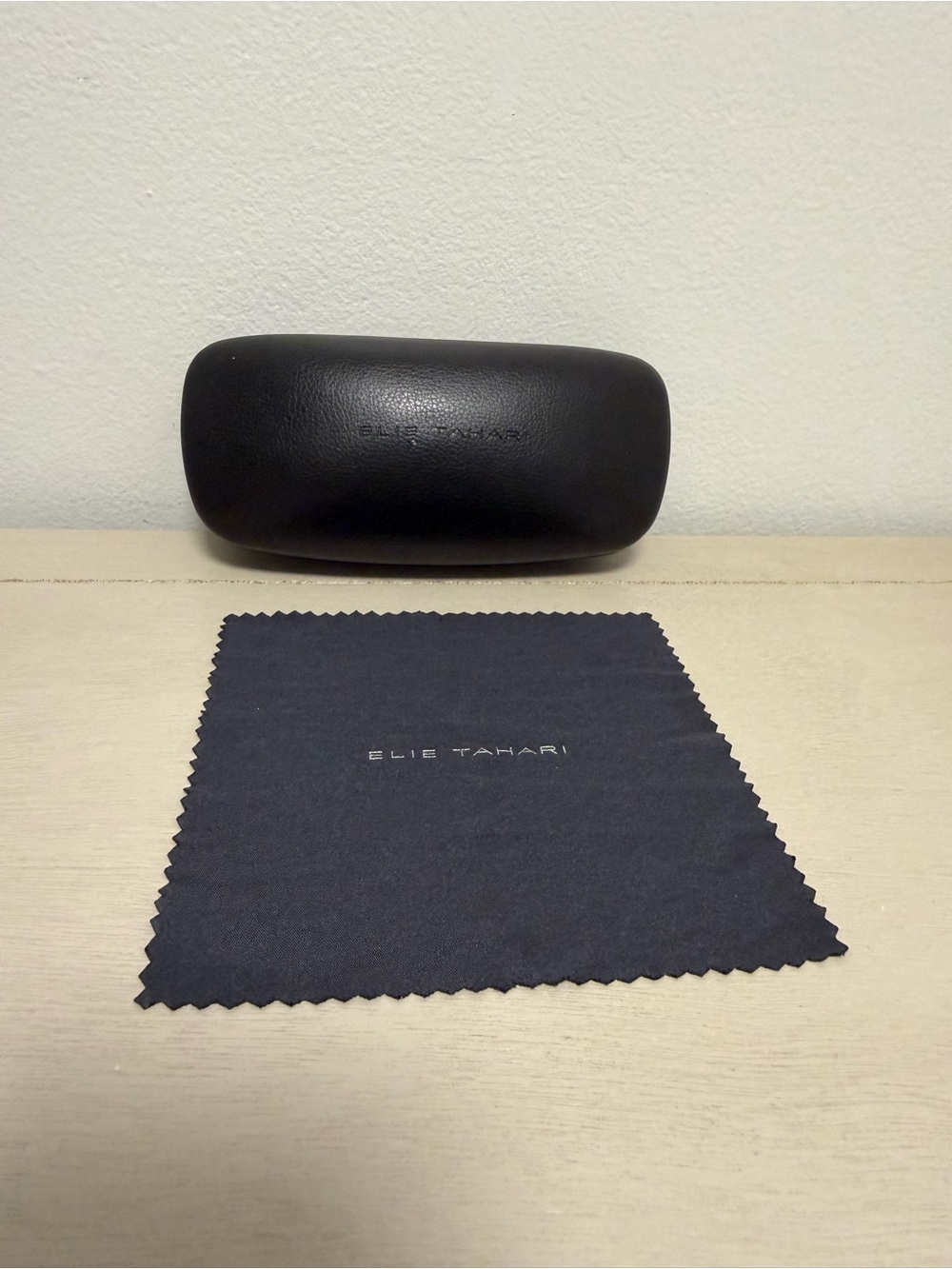 Elie Tahari Black Hardshell Sunglasses Case & Cleaning Cloth Set